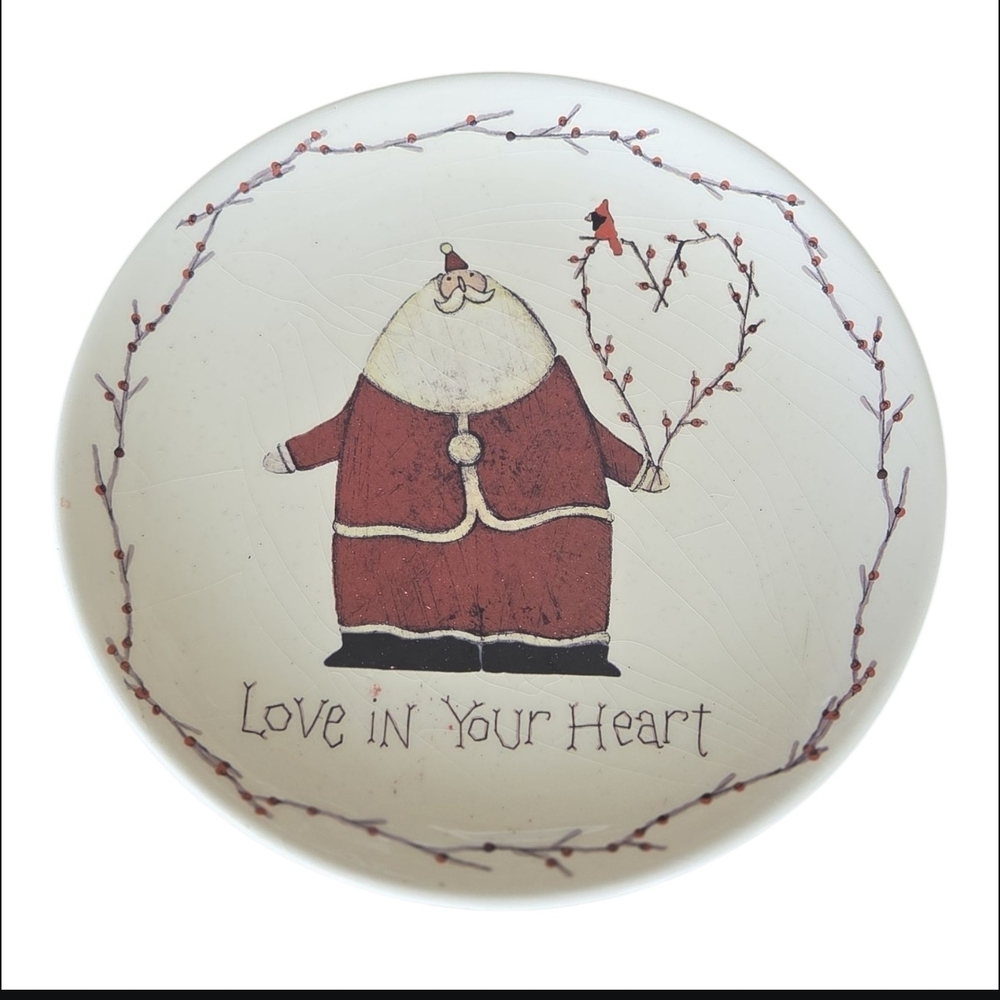 Creative Co-Op Santa Plate - Red and Cream